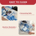  KOZYFLY Modern Abstract Area Rugs  Blue Machine Washable Area Rug for Bedroom Non-Slip Living Room Rug