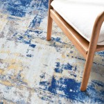  KOZYFLY Modern Abstract Area Rugs  Blue Machine Washable Area Rug for Bedroom Non-Slip Living Room Rug