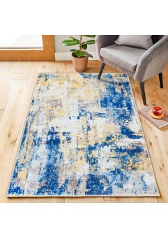  KOZYFLY Modern Abstract Area Rugs  Blue Machine Washable Area Rug for Bedroom Non-Slip Living Room Rug