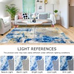  KOZYFLY Modern Abstract Area Rugs  Blue Machine Washable Area Rug for Bedroom Non-Slip Living Room Rug