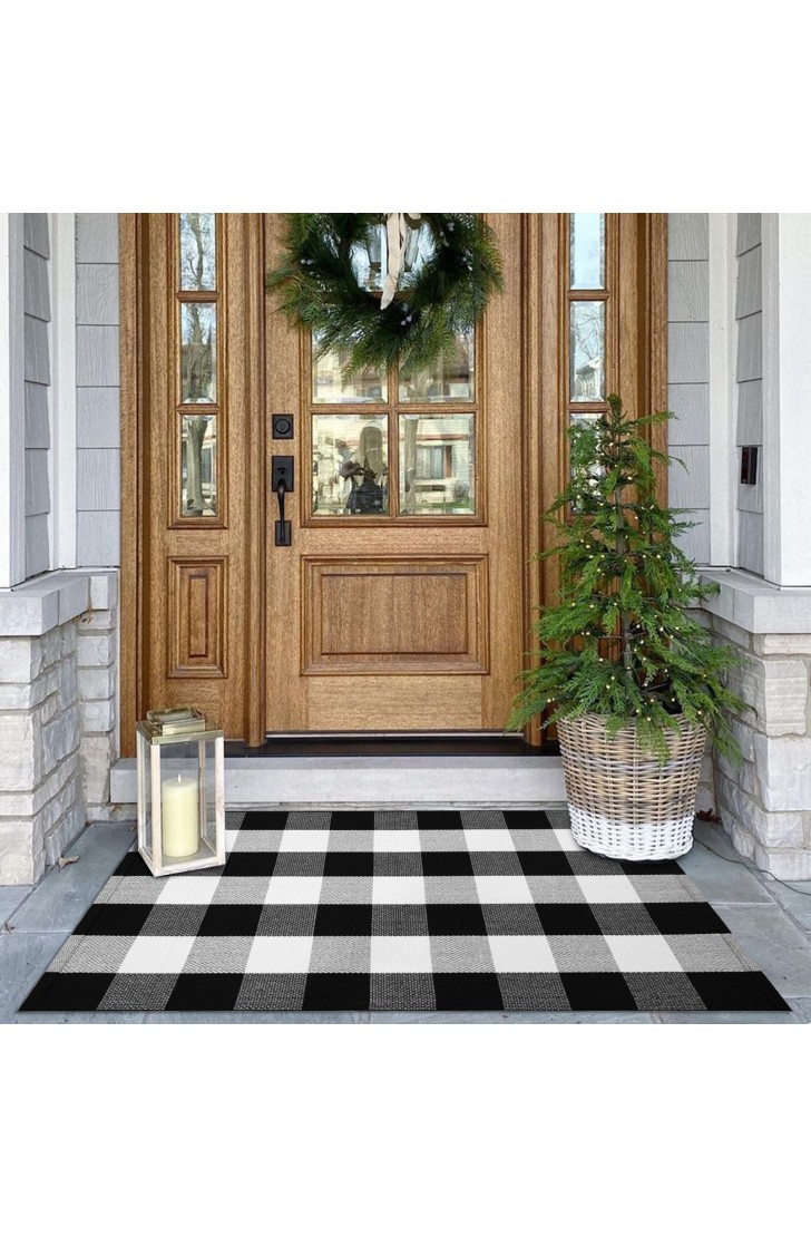 KOZYFLY Buffalo Plaid Area Rugs Black and White Checkered Rug KOZYFLY Buffalo Plaid Area Rugs Black and White Checkered Rug