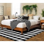  KOZYFLY Buffalo Plaid Area Rugs Black and White Checkered Rug 