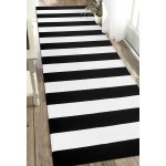  KOZYFLY Black and White Striped Rug Doormat