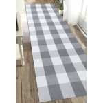  KOZYFLY Buffalo Plaid Area Rugs Gray and White Checkered Rug