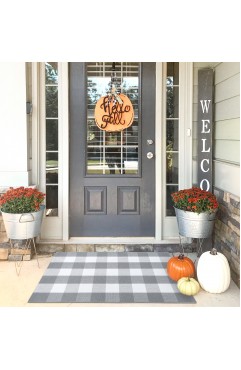  KOZYFLY Buffalo Plaid Area Rugs Gray and White Checkered Rug