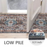 KOZYFLY Traditional Medallion Area Rug for Living Room Non Slip Dinning Rugs with Rubber Backing
