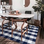  KOZYFLY Buffalo Plaid Area Rugs Navy and White Large Outdoor Rug  