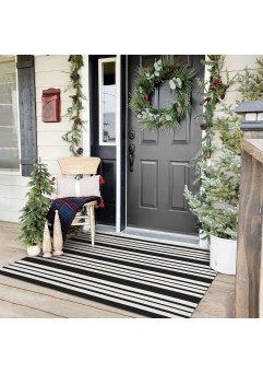  KOZYFLY Striped Outdoor Rug  Front Door Mat