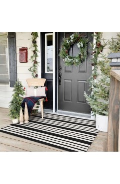  KOZYFLY Striped Outdoor Rug  Front Door Mat